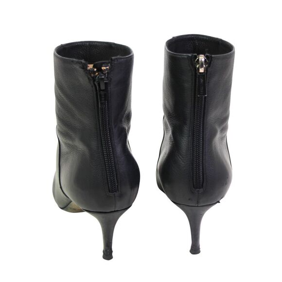 Jimmy Choo BLACK REAL LEATHER MID HEEL ROUND TOE ZIP BACKSIDE ANKLE BOOTS 37.5 - Picture 4 of 16